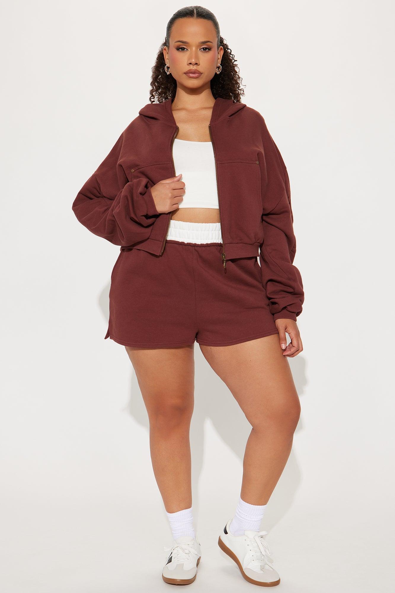 Cozy Fleece Boxer Short Set - Brown Product Image