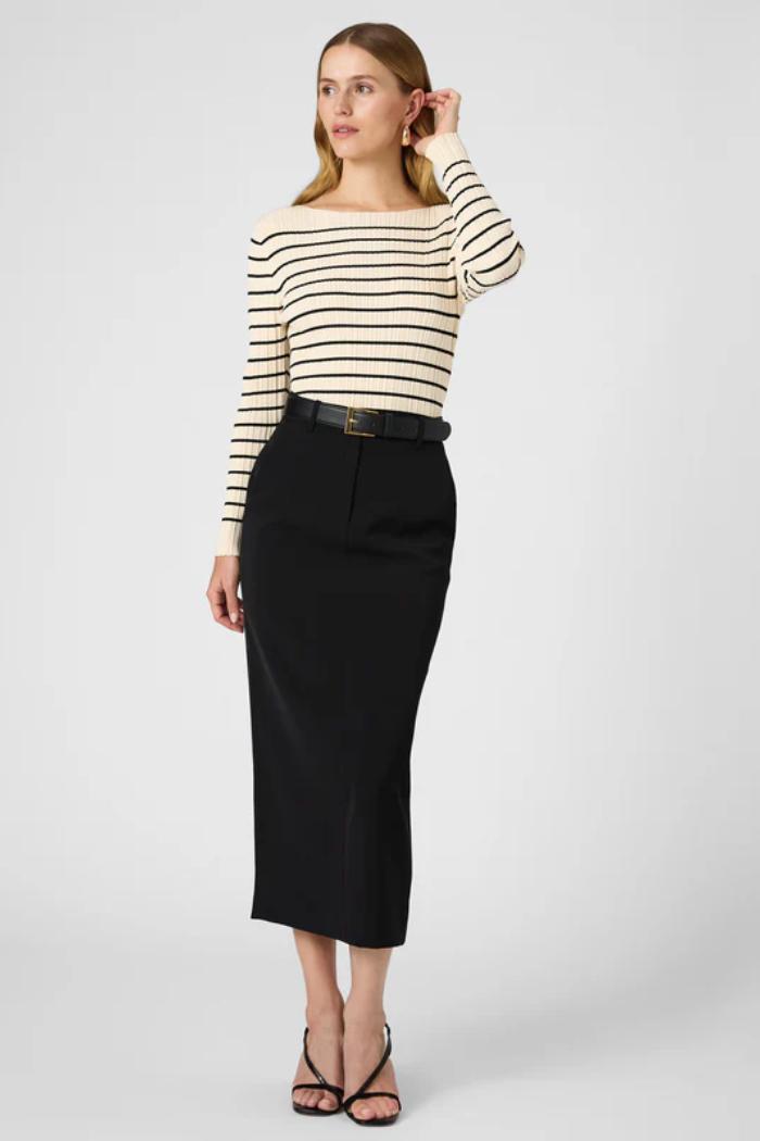 Stripe Crinkle Knit - Classic Cream/Black Product Image
