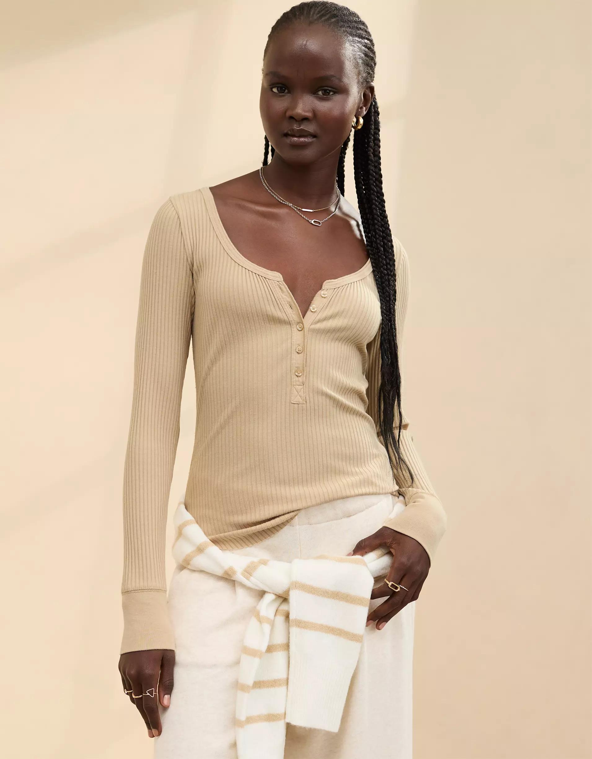 Aerie Essential Henley Layering T-Shirt Product Image