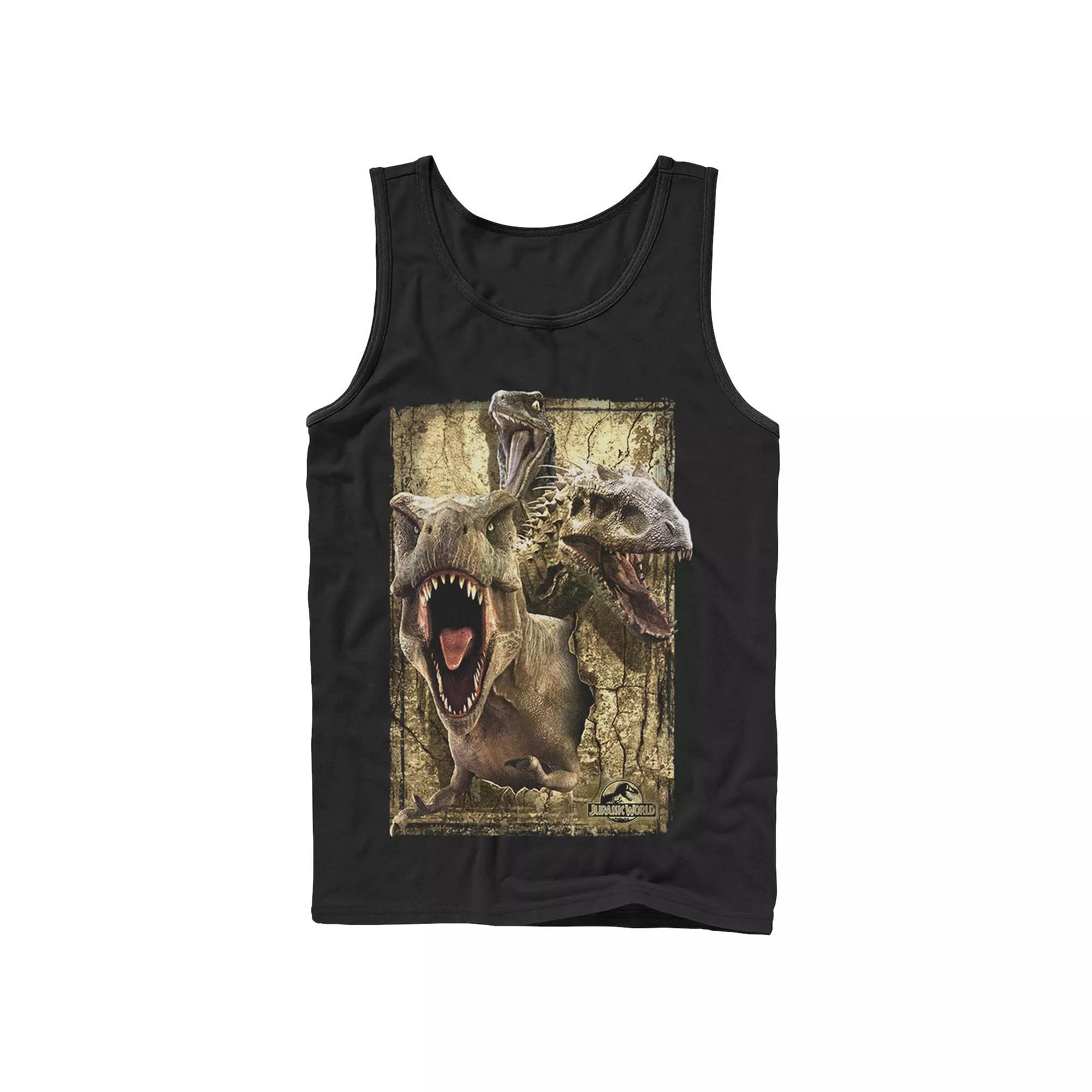 Men's Jurassic World T-Rex Indominus Rex & Raptor Tank Top,  Product Image