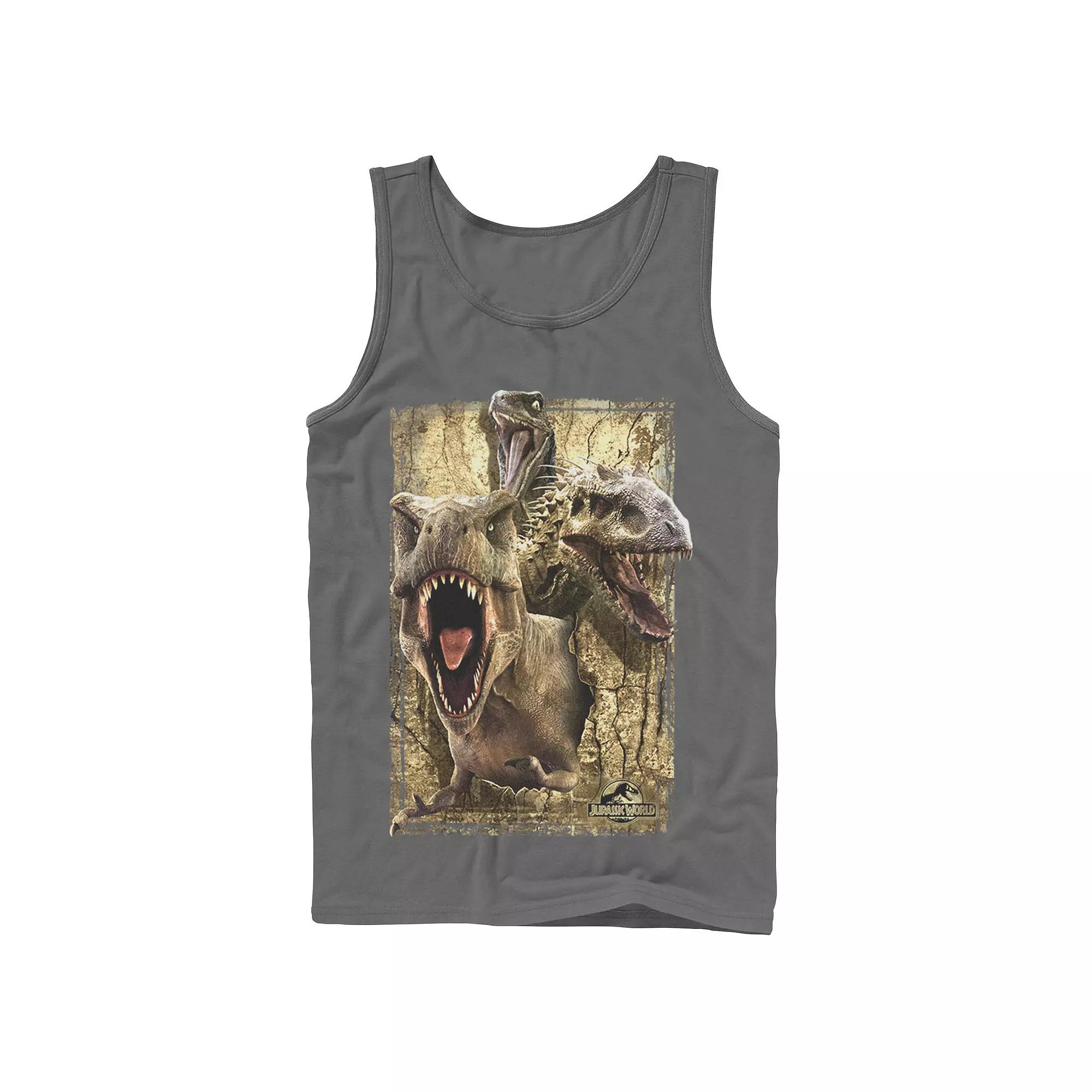 Men's Jurassic World T-Rex Indominus Rex & Raptor Tank Top,  Product Image