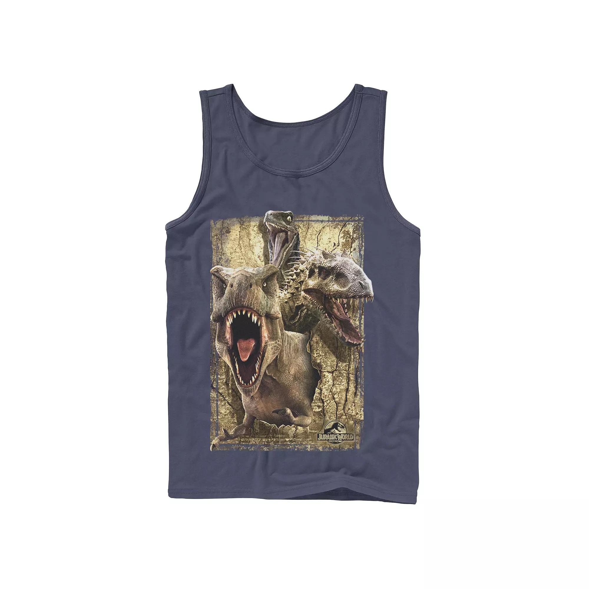 Men's Jurassic World T-Rex Indominus Rex & Raptor Tank Top,  Product Image