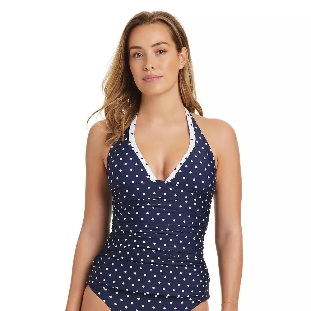 Women's Draper James Tall Triangle Shirred Halter Tankini, Size: Medium, Dot Product Image
