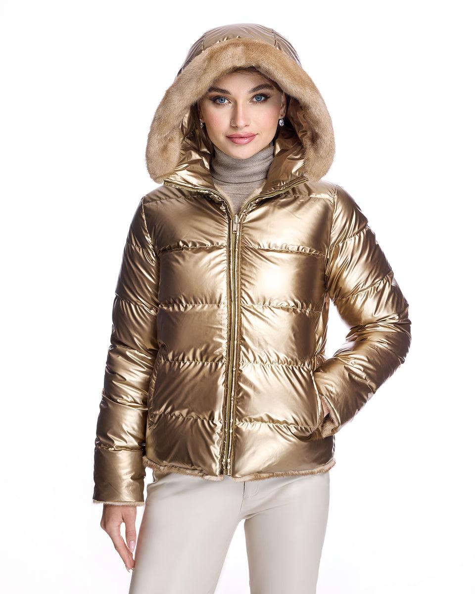 Horizontal Reversible mink jacket with Hood Product Image