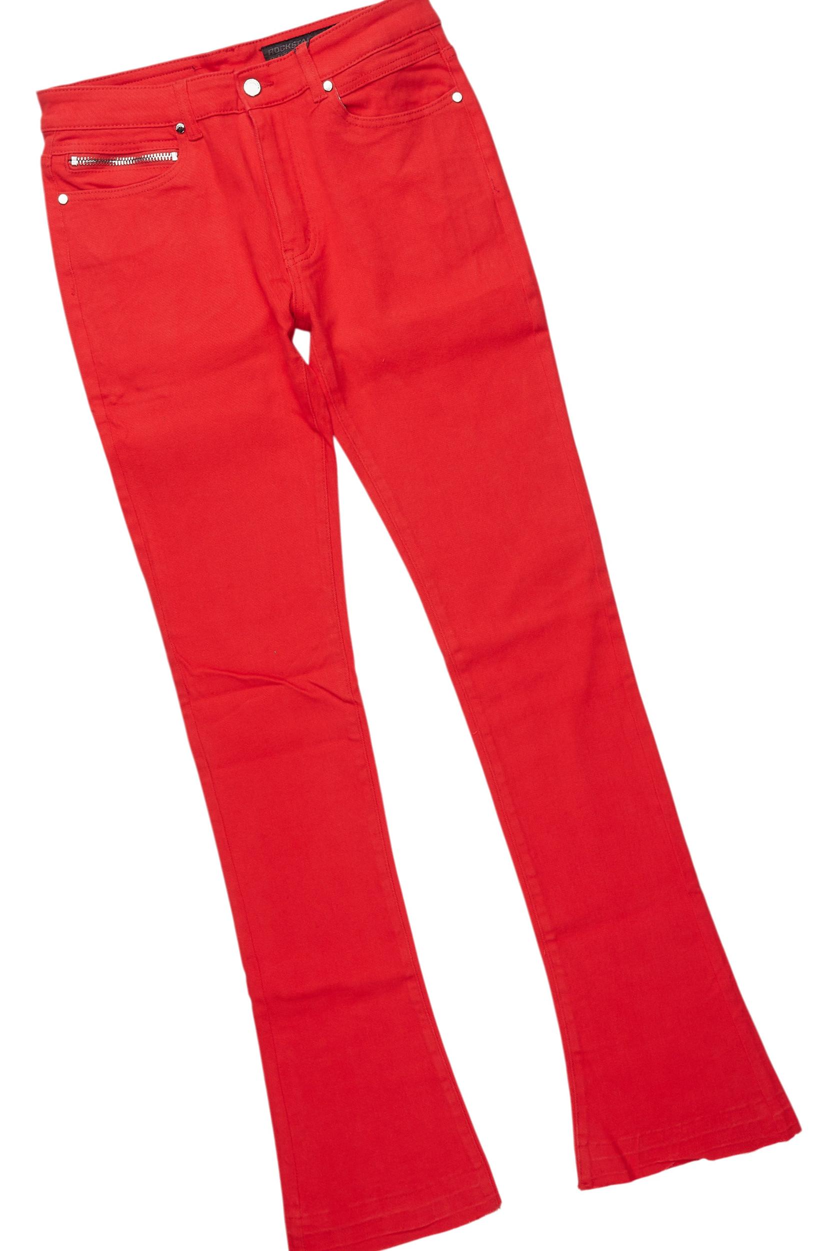 Drako Red/White Oversized Graphic T-Shirt/Dag Stacked Flare Jean Set Male Product Image