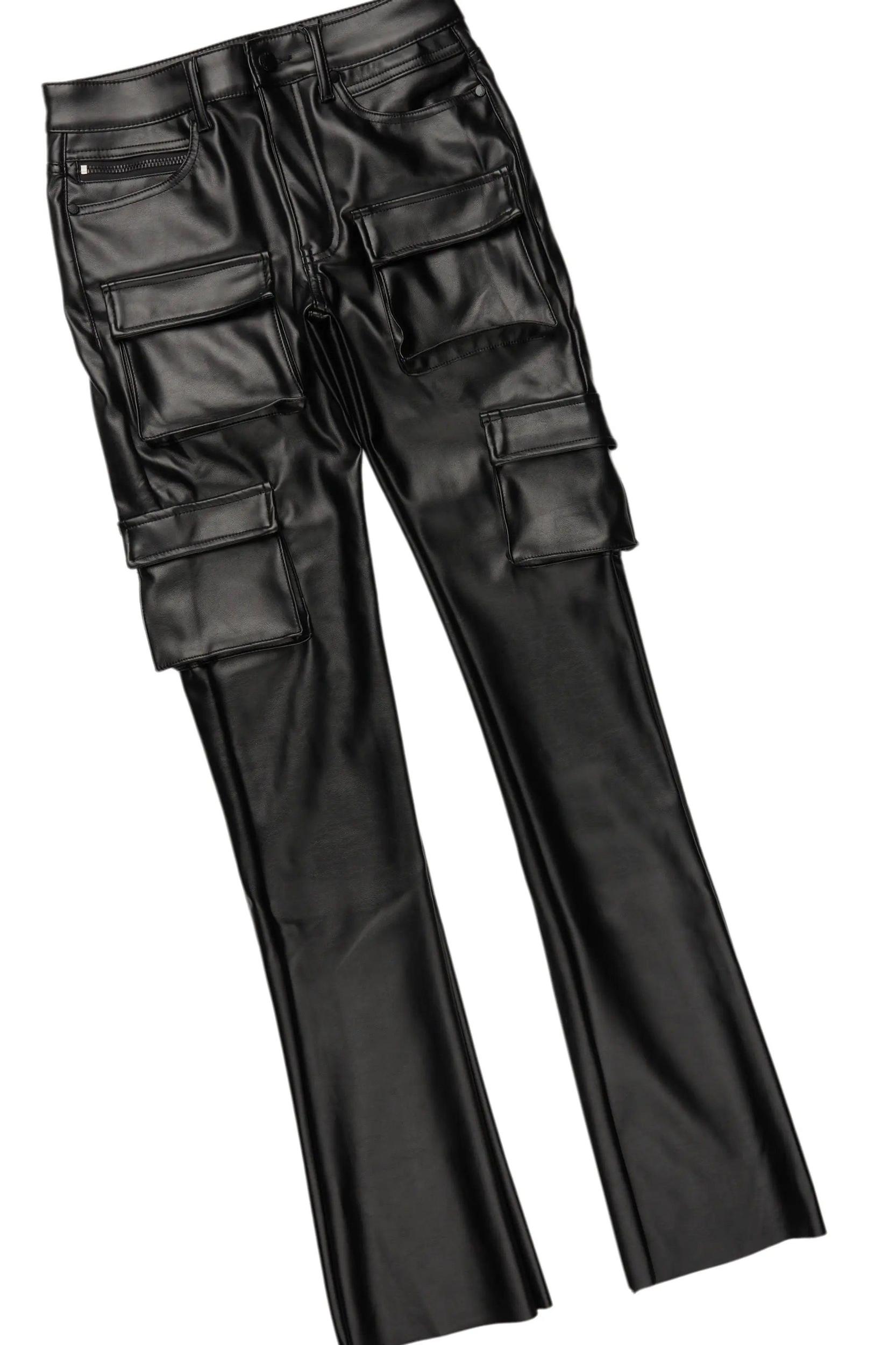 Raymond Black Mohair Hoodie & Khaza Stacked Flare PU Jean Bundle Male Product Image