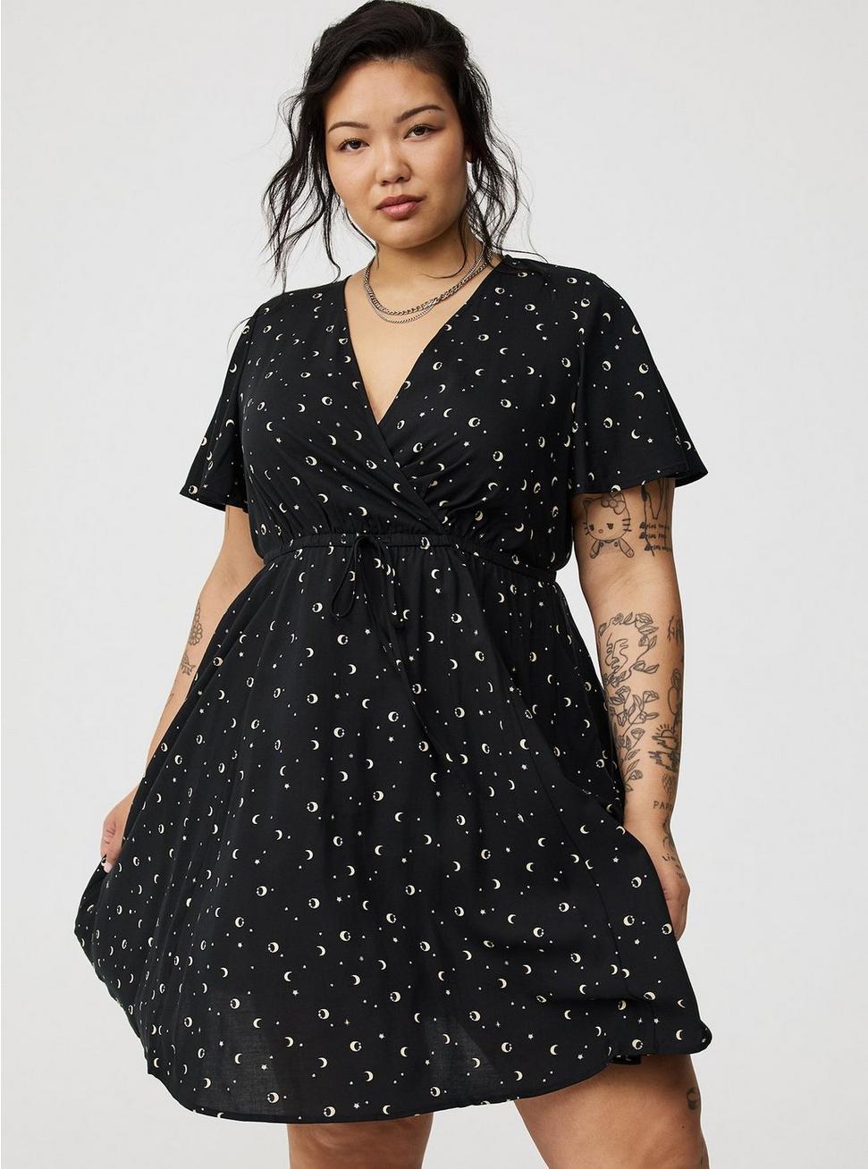 Mini Flutter-Sleeve Surplice Dress Product Image