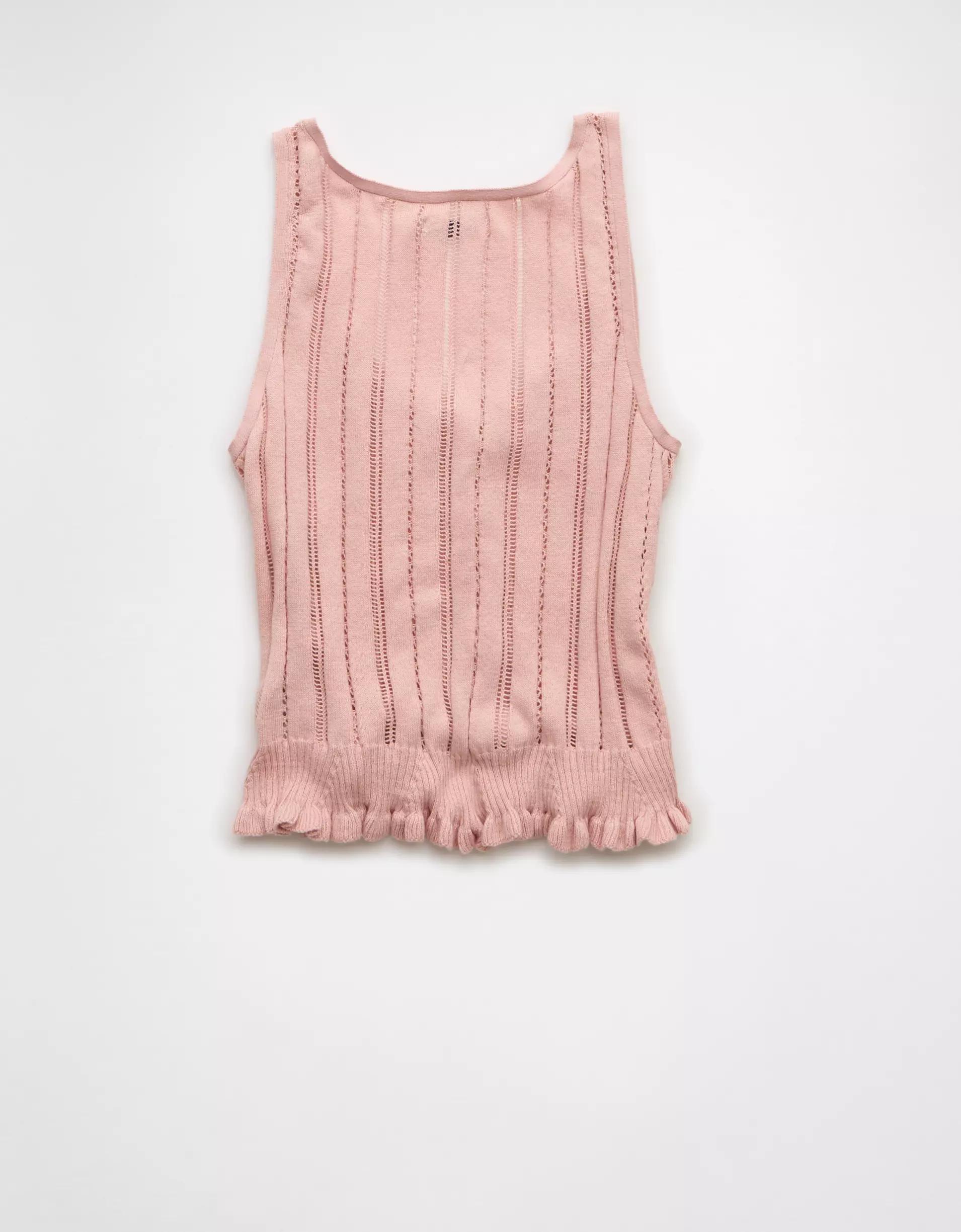 AE Pointelle Peplum Sweater Tank Top Product Image