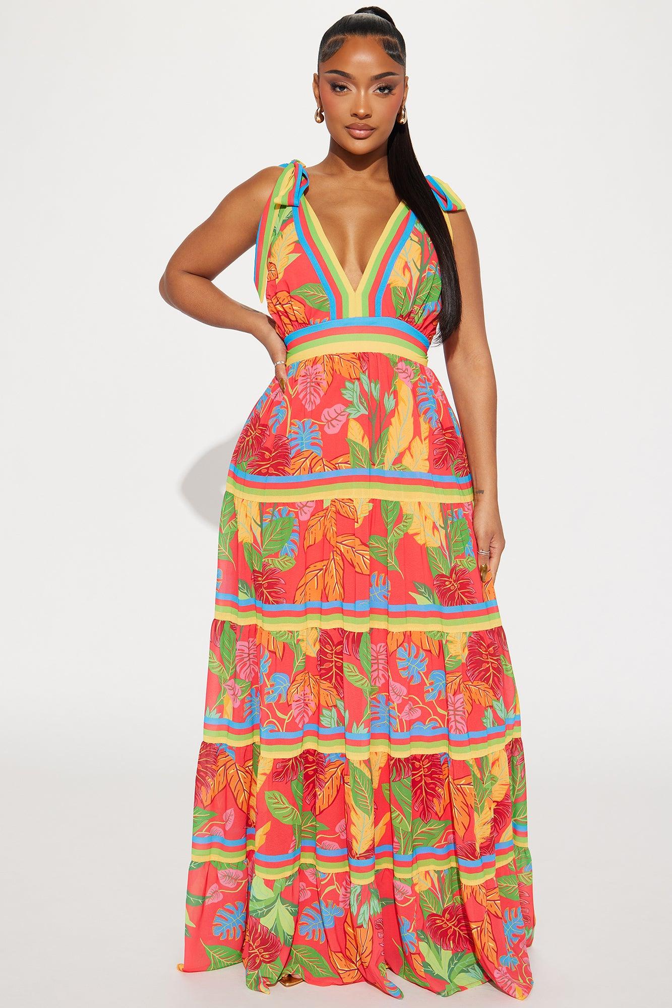 Barbados Maxi Dress - Red/combo Product Image
