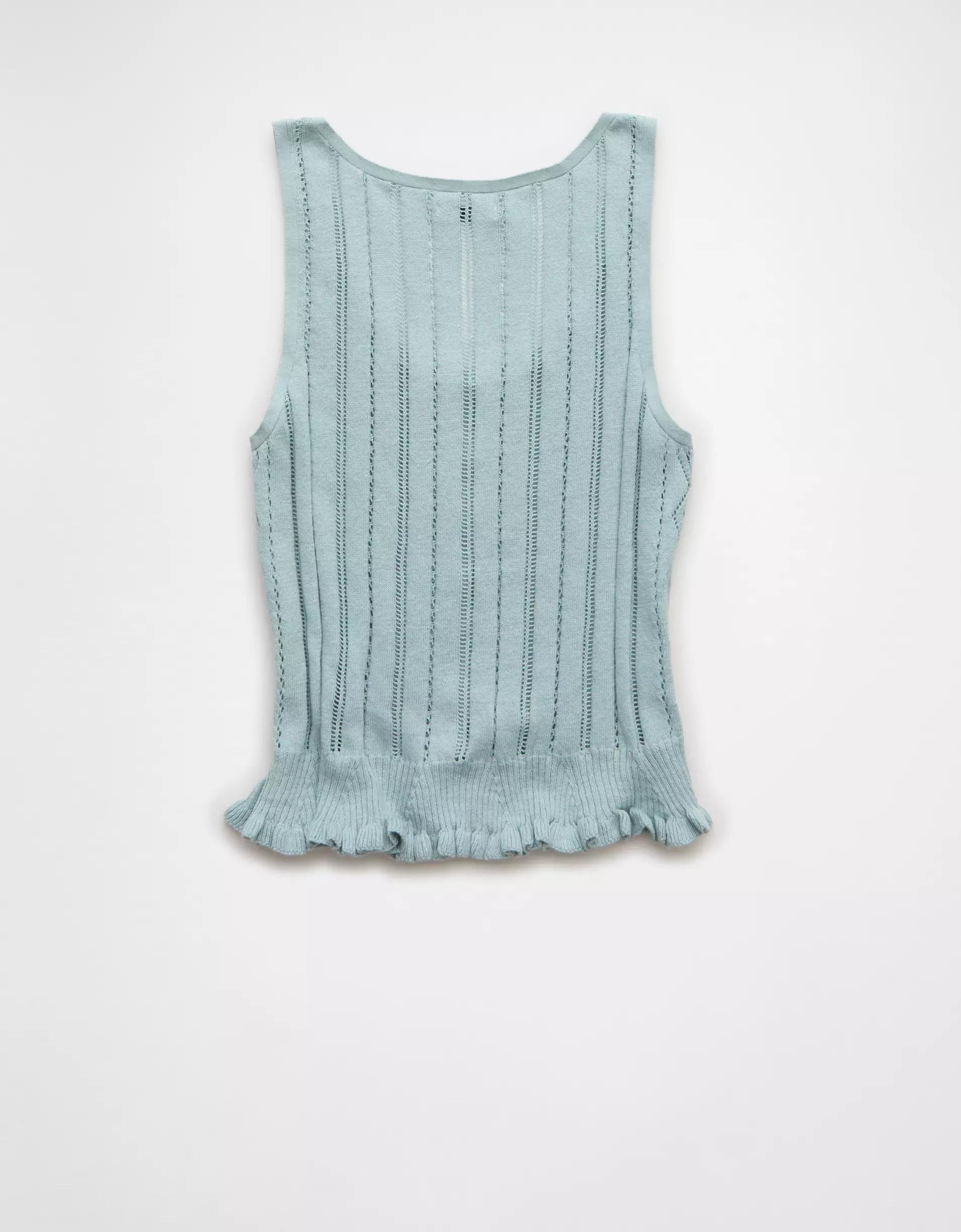 AE Pointelle Peplum Sweater Tank Top Product Image