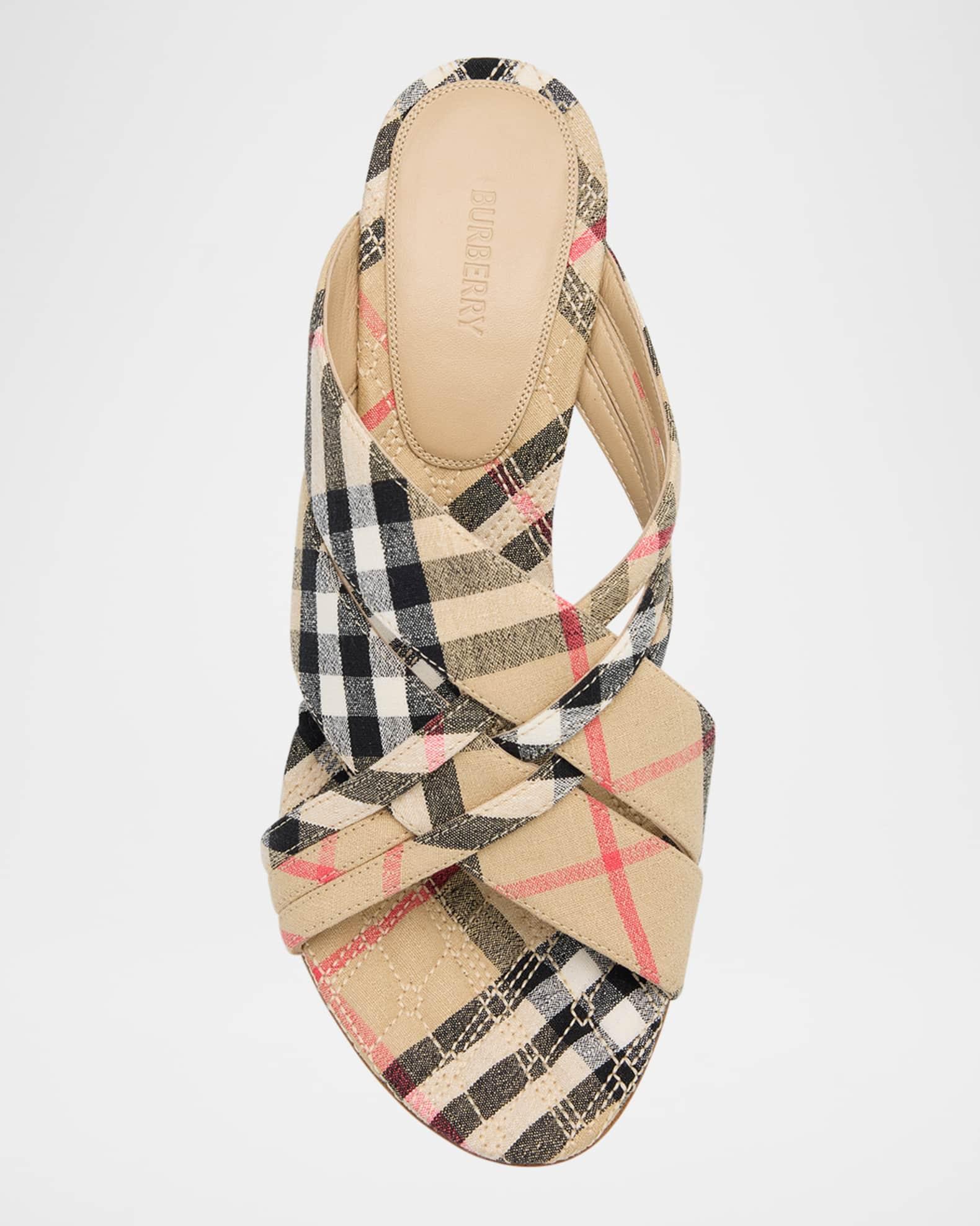 Sloanne Woven Linen Block-Heel Sandals Product Image