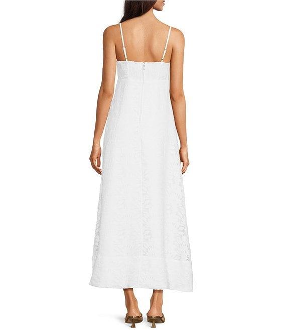 Lilly Pulitzer Sarahlynne Stacked Palm Burnout Sweetheart Tie Neck Sleeveless Maxi Dress Product Image