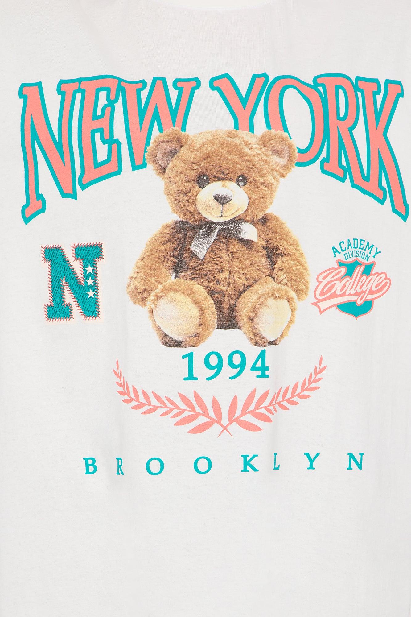 NYC Bear Oversized Tee - White Product Image