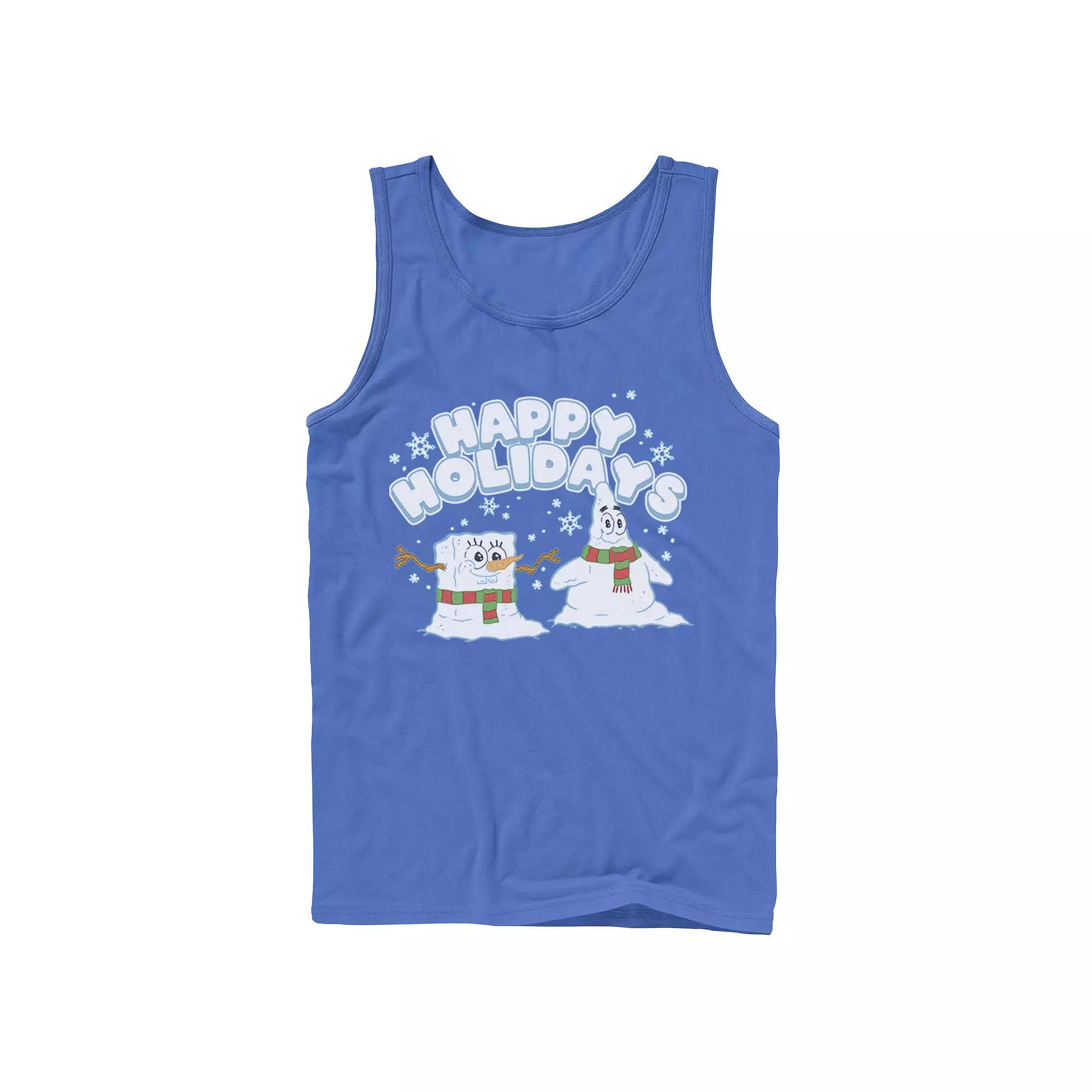 Men's Nickelodeon SpongeBob SquarePants Snowmen Happy Holidays Tank Top,  Product Image