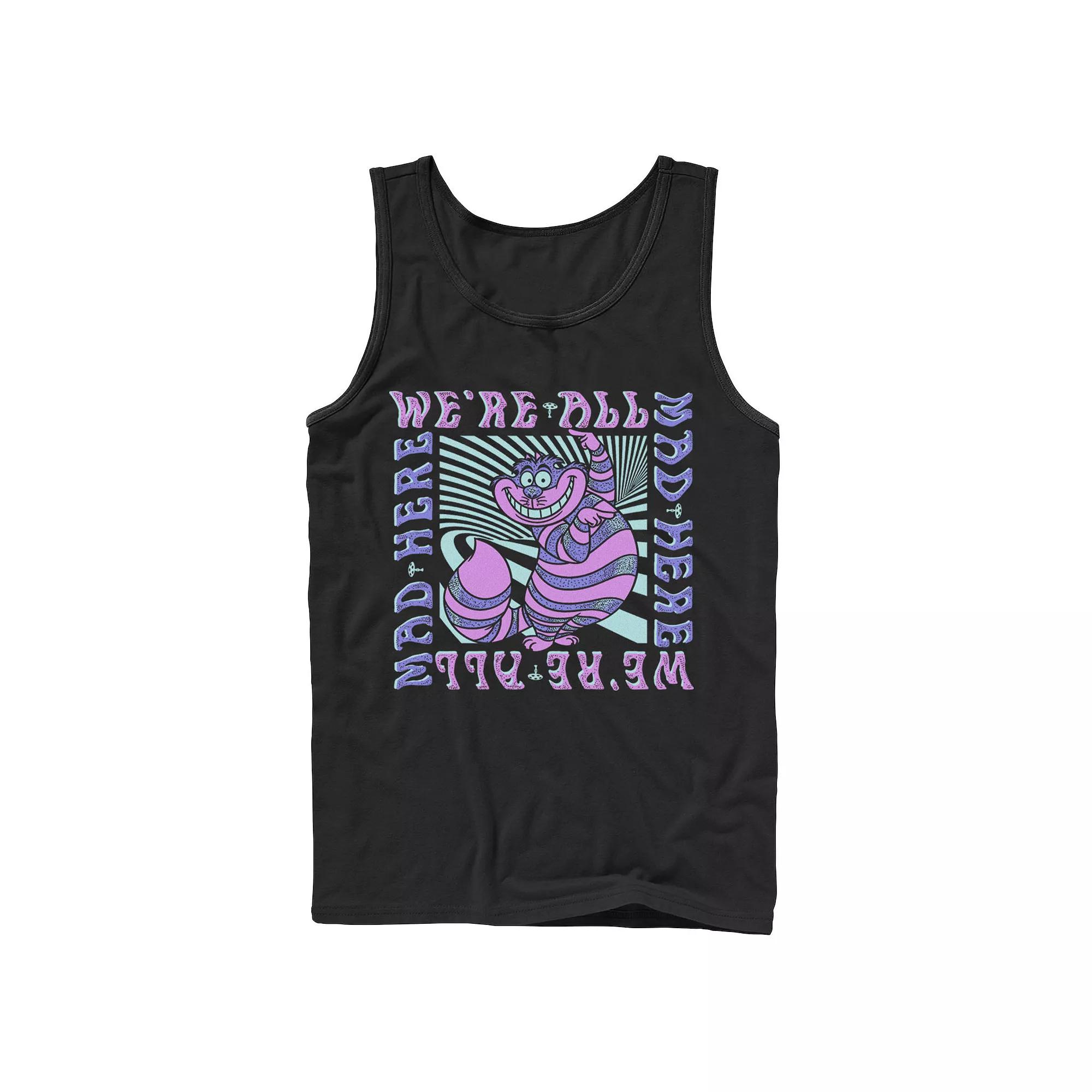 Disney's Alice In Wonderland Cheshire Cat We're All Mad Box Up Men's Tank Top, Size: XL, Black Product Image