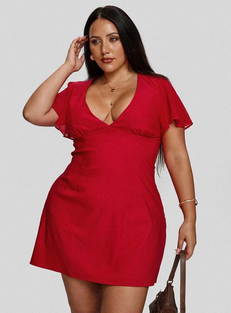 Florie Corset Mini Dress Red Curve Product Image