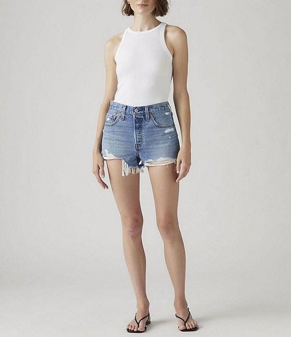 Levi's® 501® Original High-Rise Destructed Denim Shorts Product Image
