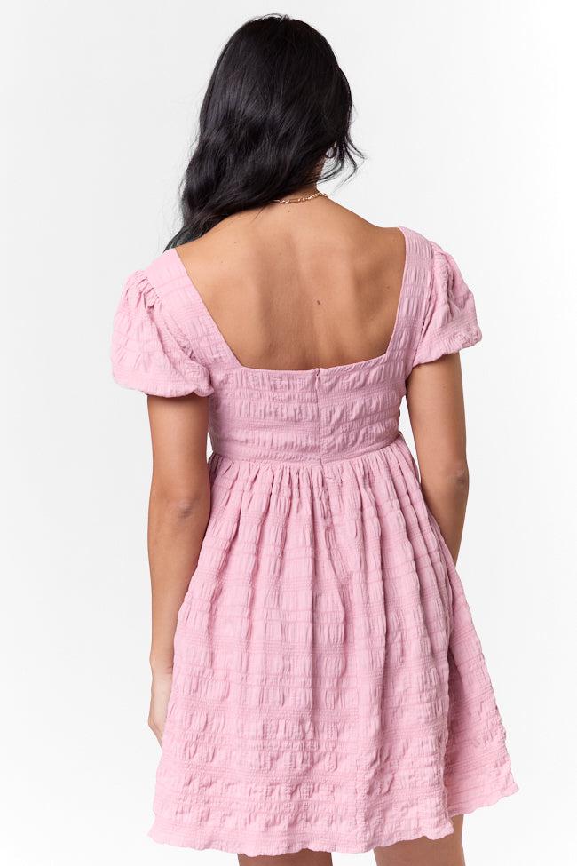 Breezing By Pink Textured Square Neck Mini Dress FINAL SALE Product Image