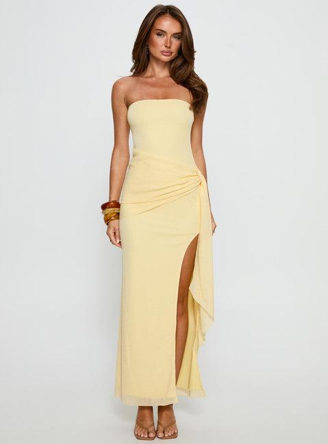 Analeah Strapless Maxi Dress Lemon Yellow Product Image