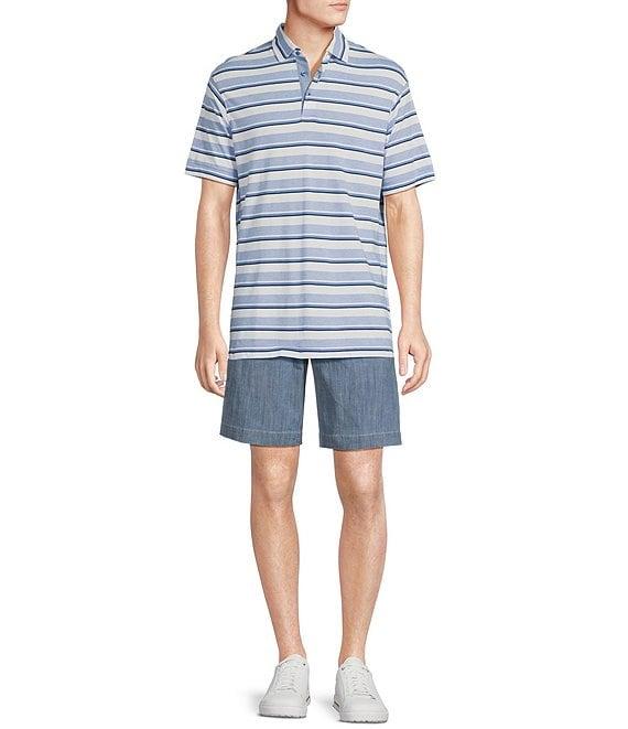 Blue Label Block Island Collection Multi-Striped Jersey Short Sleeve Polo Shirt Product Image
