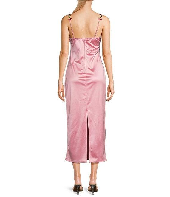 B. Darlin Adjustable Spaghetti Straps Sweetheart Neckline Floral Lace Dress Product Image