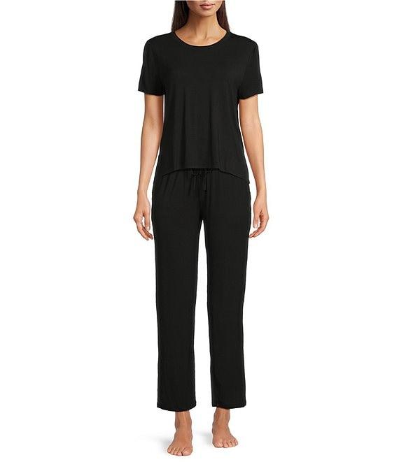 Half Moon by Modern Movement Jersey Knit Short Sleeve Round Neck Coordinating High-Low Hem Lounge Top Product Image