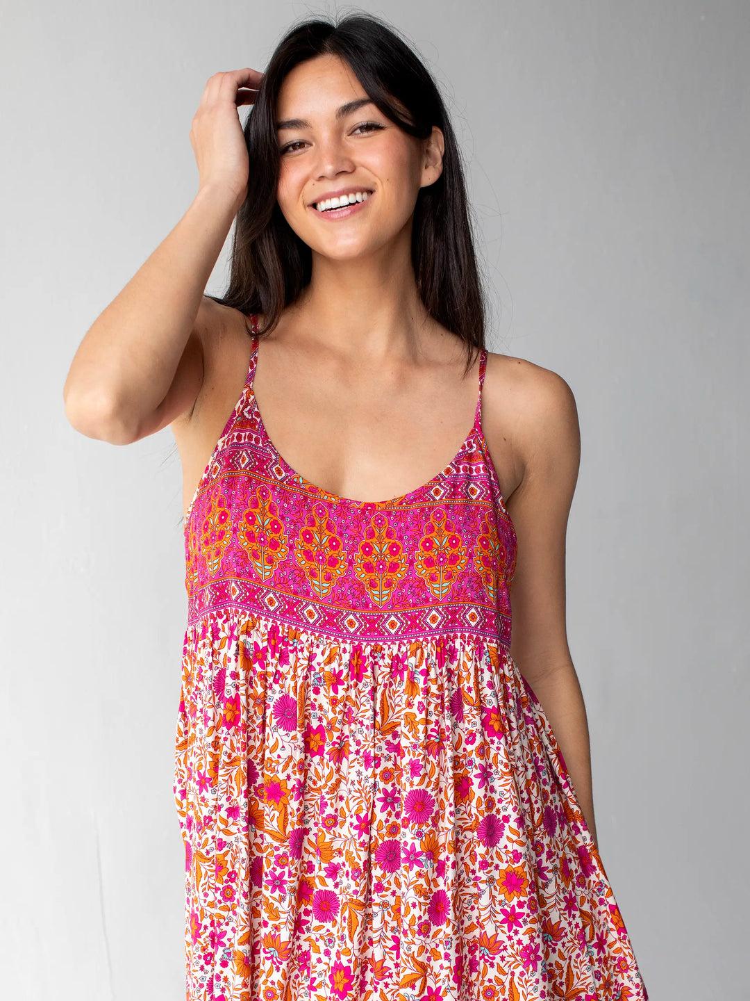 Gigi Midi Dress - Red Blue Floral Product Image