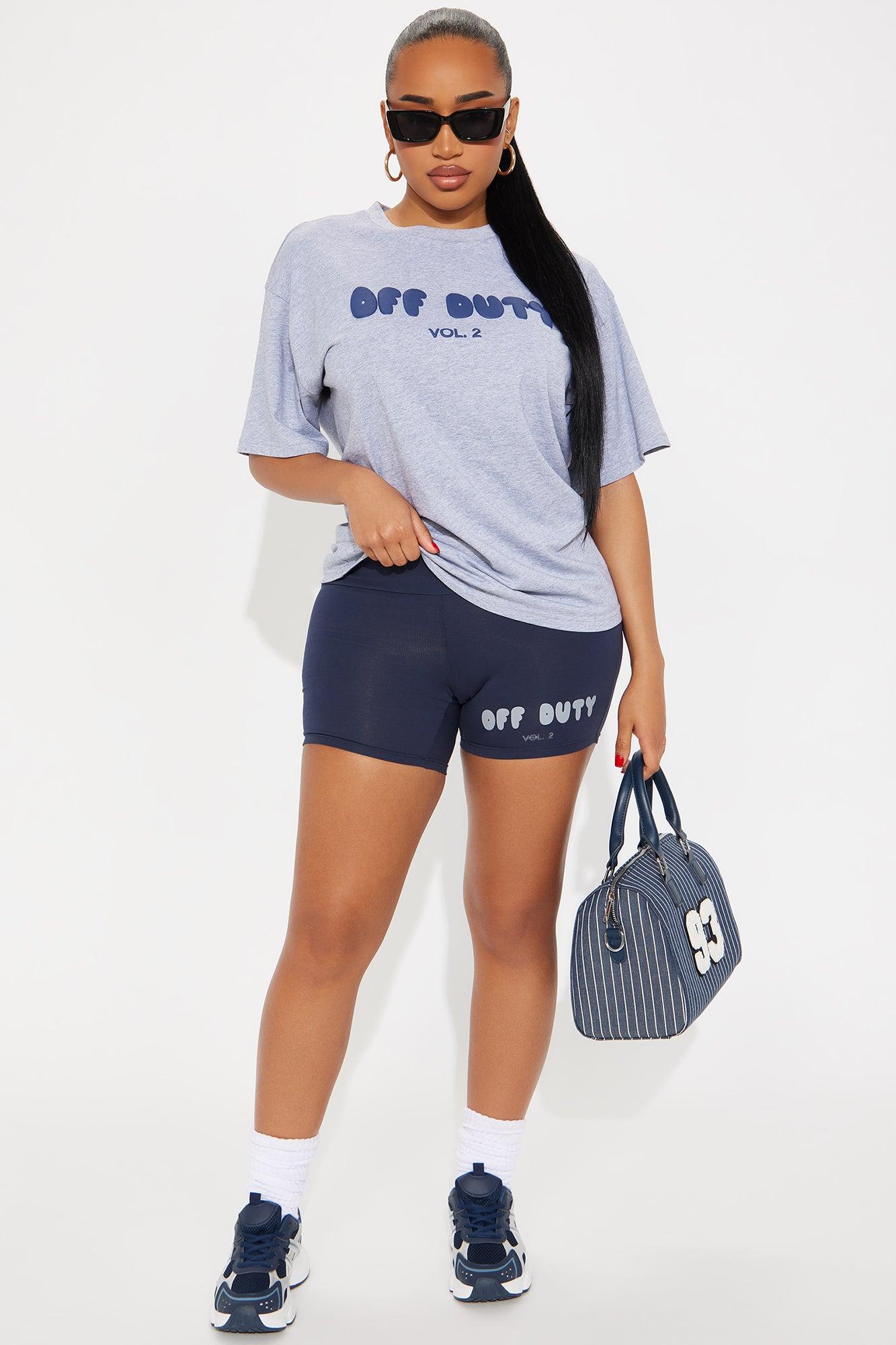 Off Duty Biker Short Set - Grey Product Image