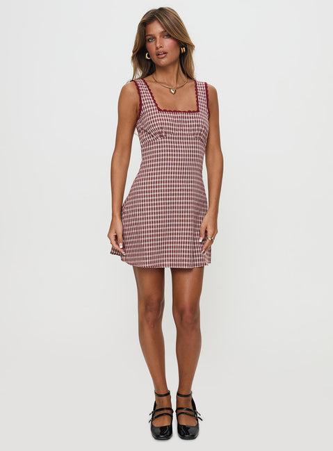 Dasha Mini Dress Red Check Petite Product Image
