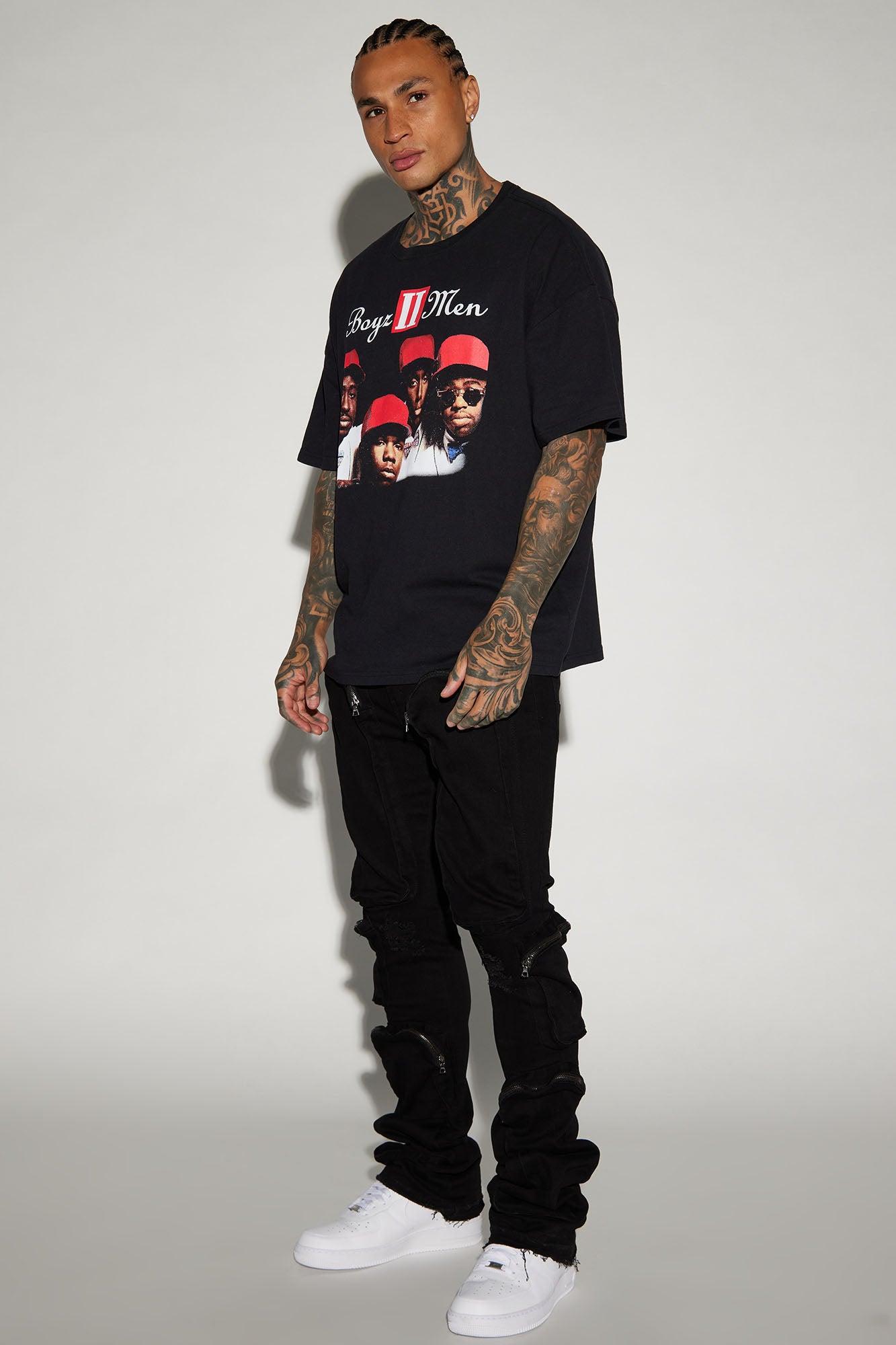 Many Pockets Cargo Stacked Skinny Flare Jeans - Black Product Image