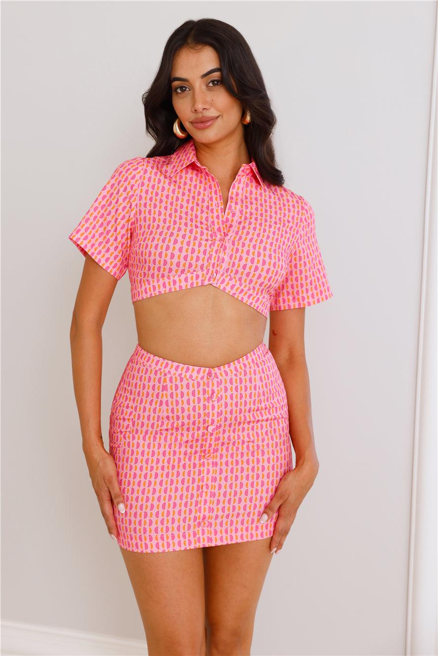 Retro Hearts Mini Skirt Pink Product Image