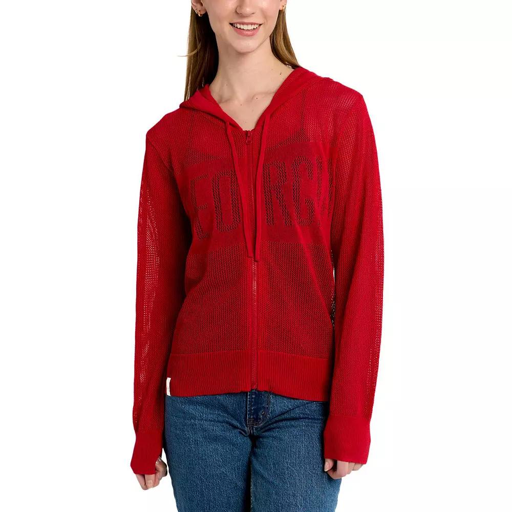 Women's Lusso Red Georgia Bulldogs Summer Tonal Mesh Full-Zip Hoodie Sweater,  Product Image