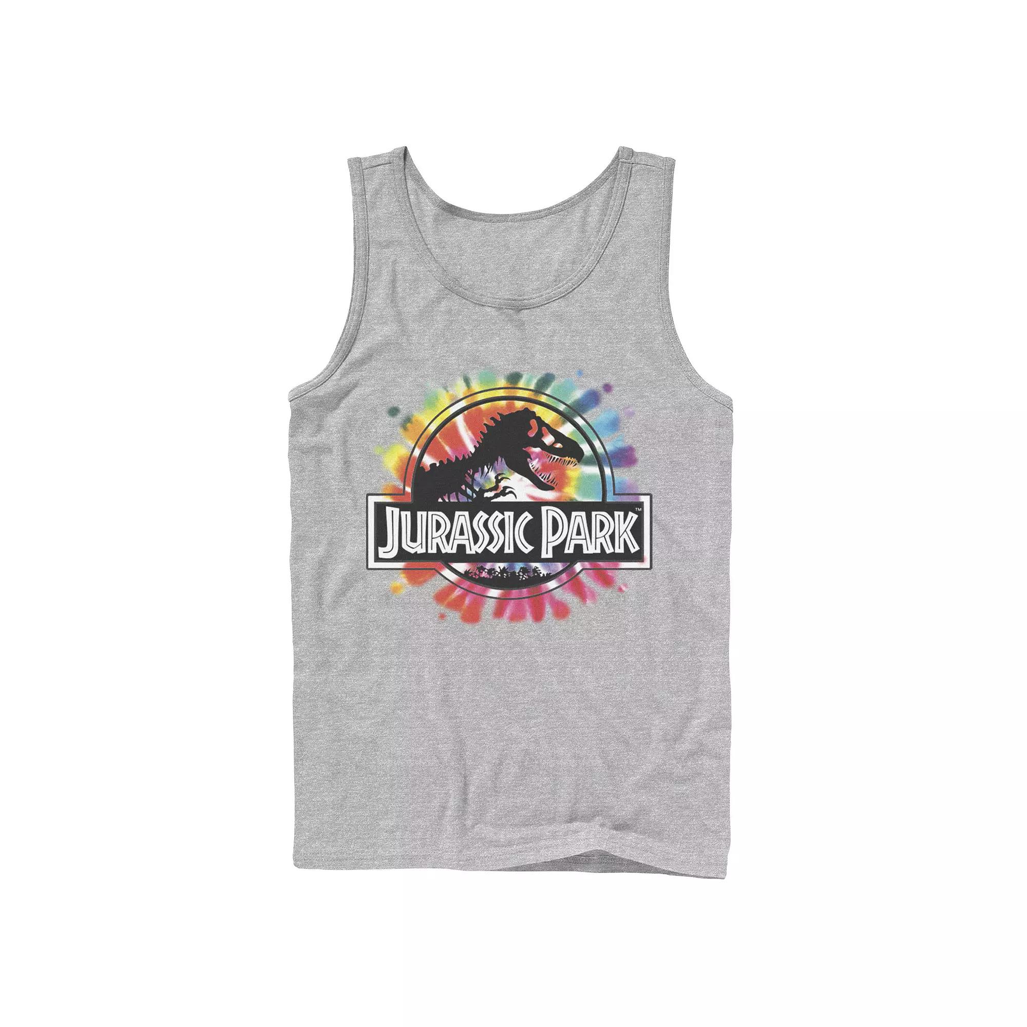 Men's Jurassic Park Classic Logo Tie Dye Graphic Tank Top,  Product Image