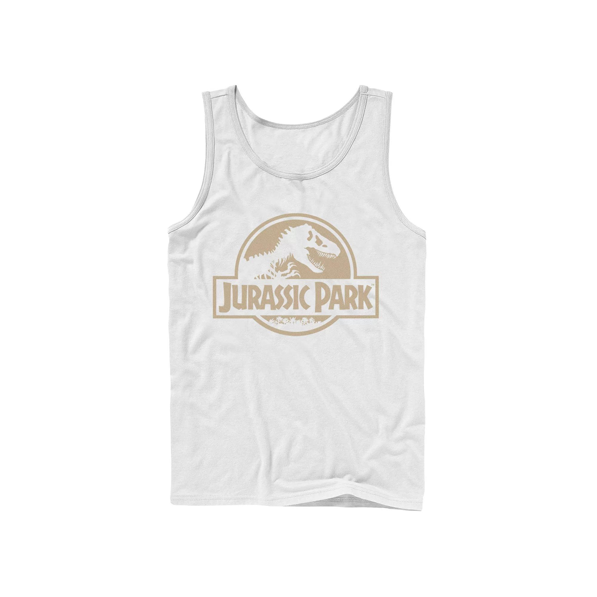 Men's Jurassic Park Beige Flat Movie Logo Tank Top,  Product Image