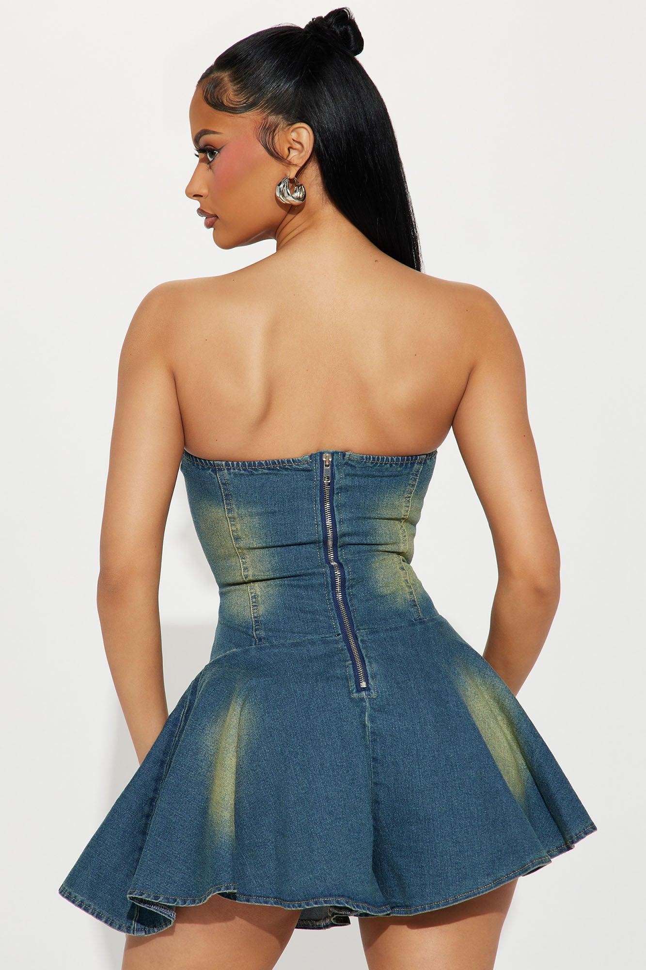 Look This Way Denim Romper - Medium Wash Product Image