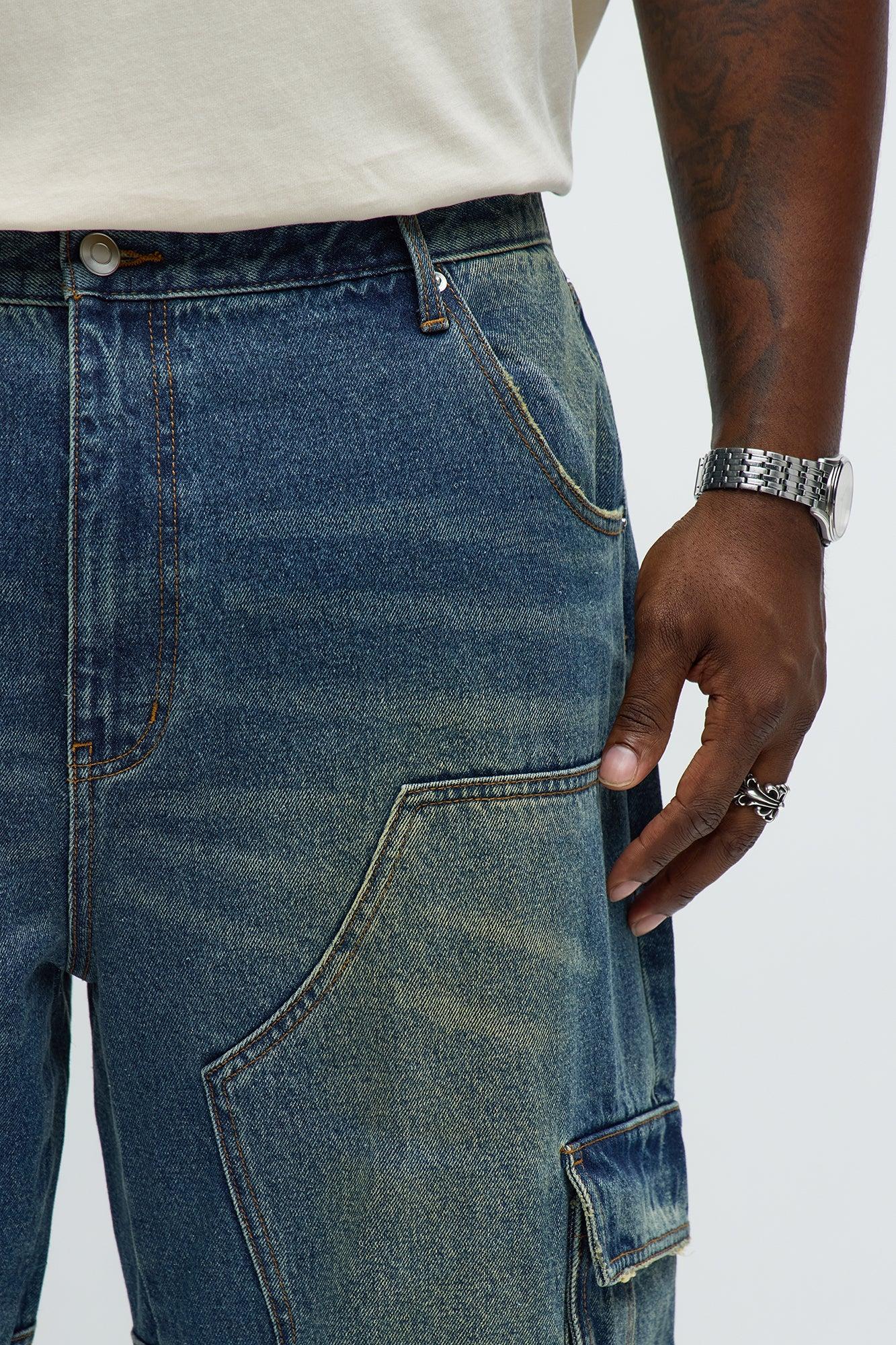 Baggy Got It On Me Carpenter Cargo Jeans - Vintage Blue Wash Product Image