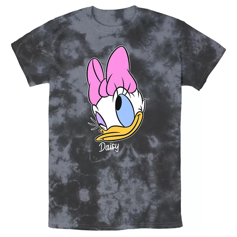 Men's Disney Daisy Duck Winking Face Portrait Wash Tee, Size: XXL, Black Grey Product Image