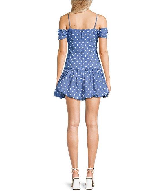 B. Darlin Polka Dot Print Off The Shoulder Bubble Hem Dress Product Image