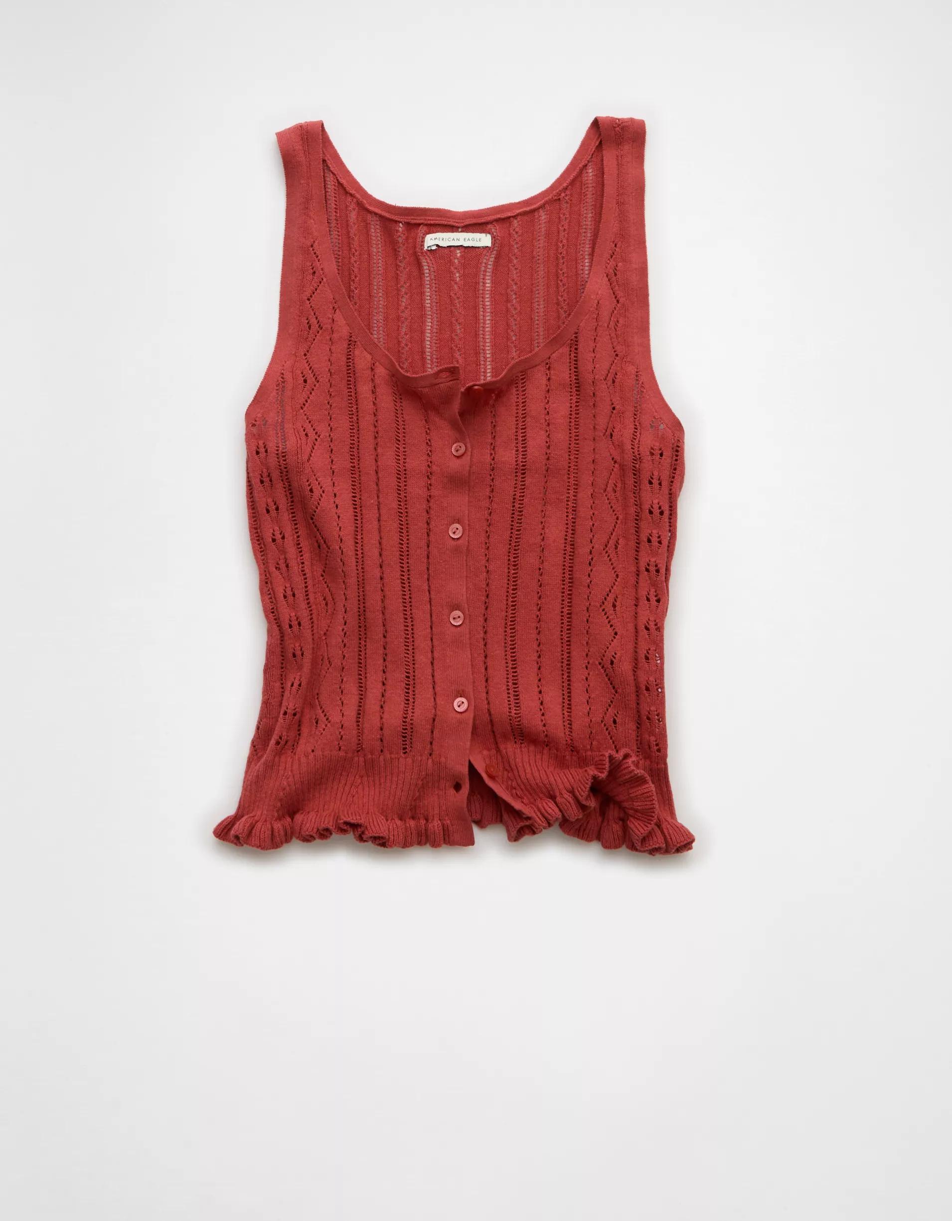 AE Pointelle Peplum Sweater Tank Top Product Image