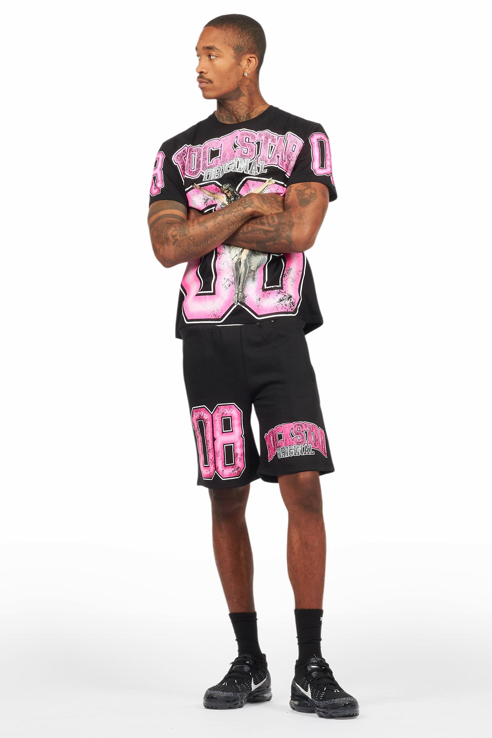 Fields Black/Pink T-Shirt Short Set Male Product Image