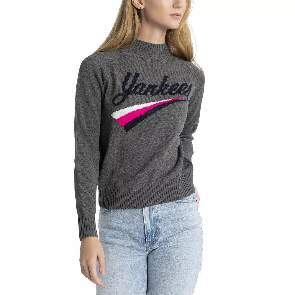 Women's Lusso Gray New York Yankees Serena Raglan Pullover Sweater,  Product Image