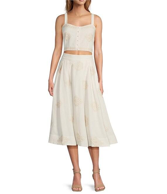 A Loves A Woven Embroidered Sleeveless Tank Strap Sweetheart Neckline Cropped Coordinating Bralette Top Product Image