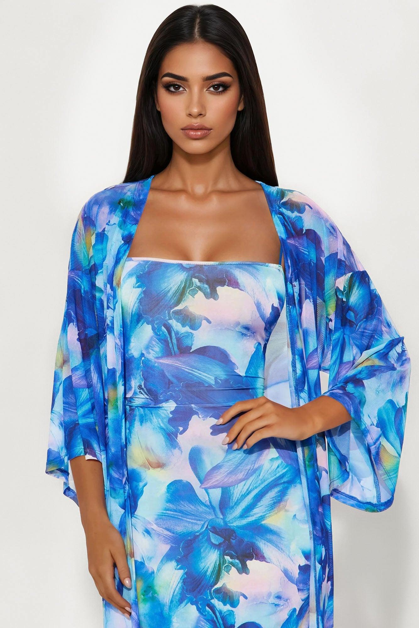 Nathalia Floral Maxi Dress Set - Blue/combo Female Product Image