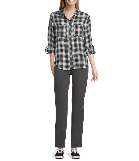 Intro Stella Double Knit Slim Straight Leg Pull-On Pants Product Image