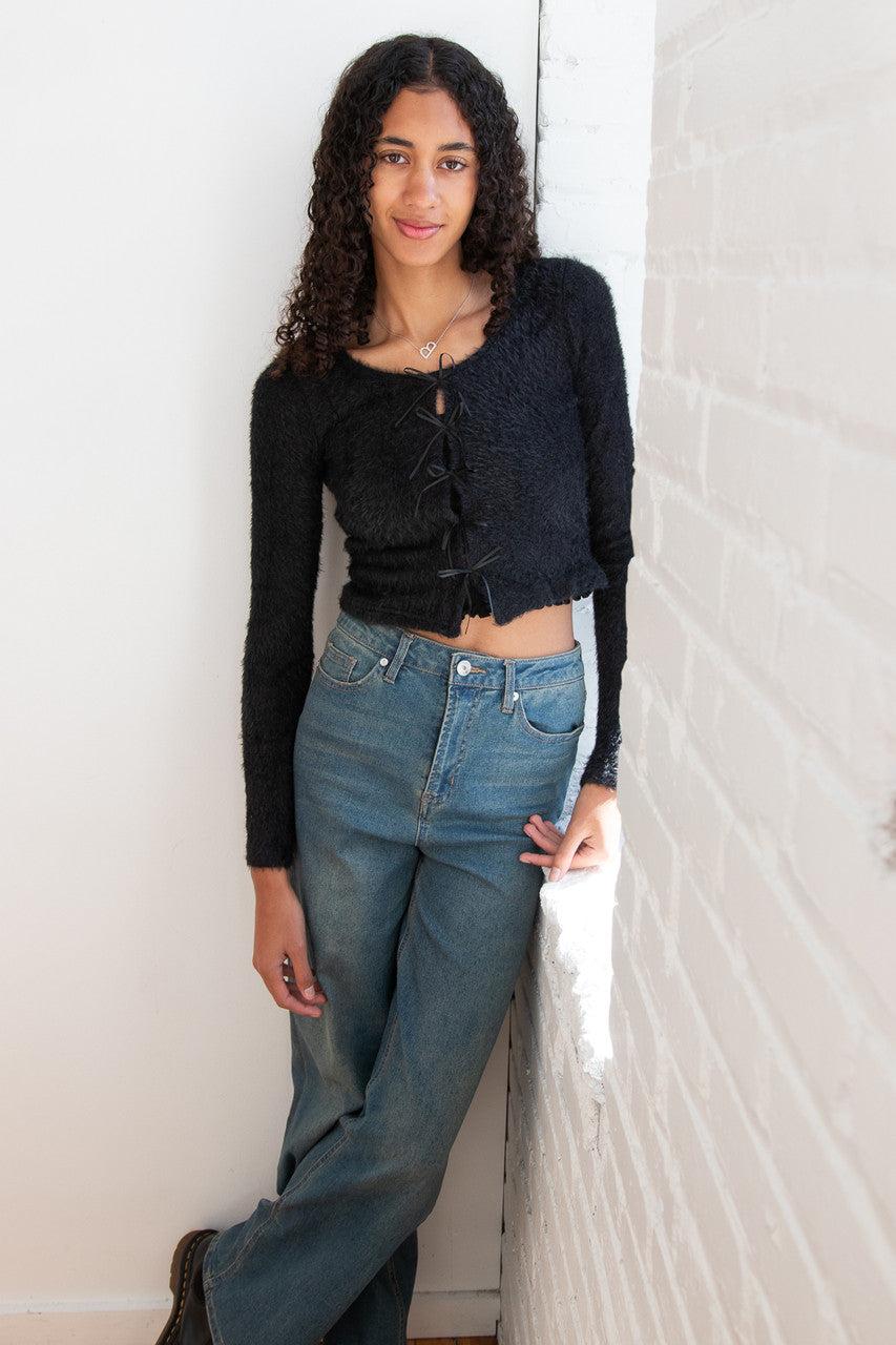 Medium Wash Wide Leg Jeans Product Image