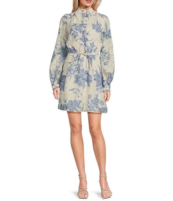 Guess Long Sleeve Adelaide Floral Flare Dress Product Image