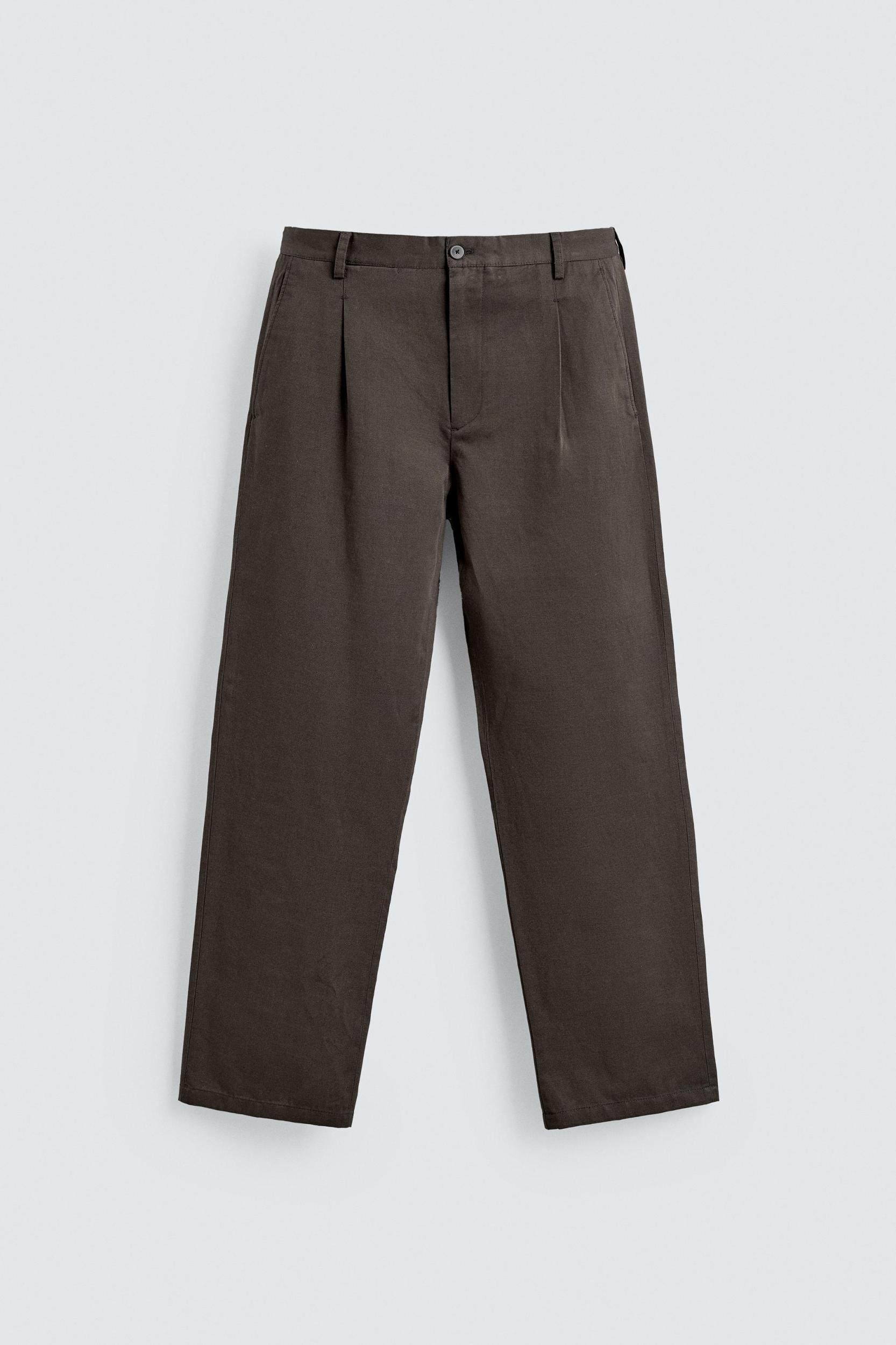 COTTON - LINEN PLEATED PANTS Product Image