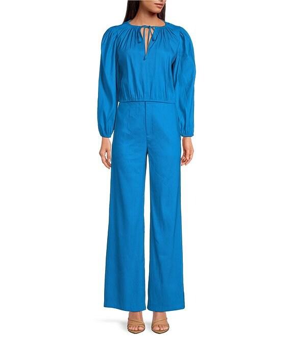 Gianni Bini Camilla Boat Neck Long Sleeve Pullover Woven Linen Blouse Product Image