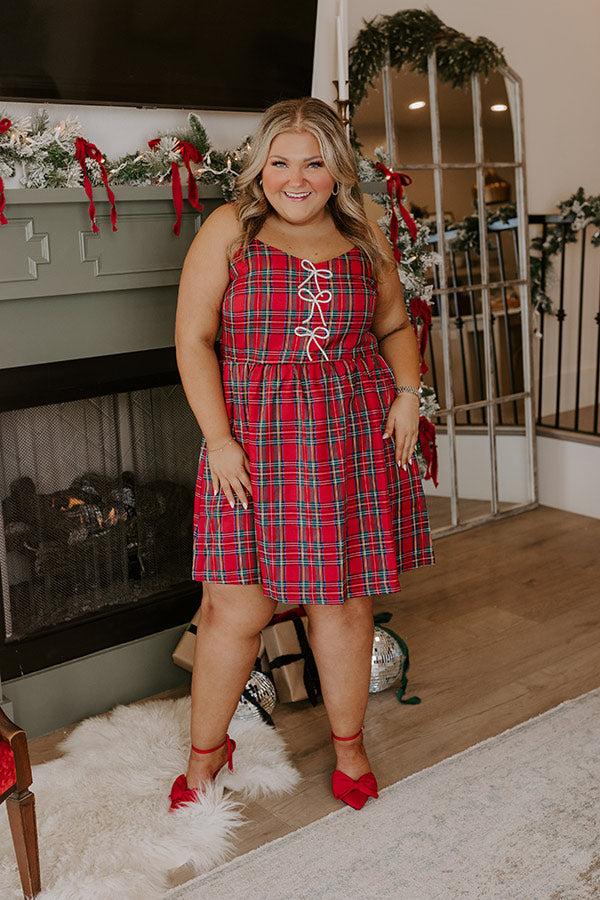 Kiss Under The Mistletoe Plaid Mini Dress Curves Product Image
