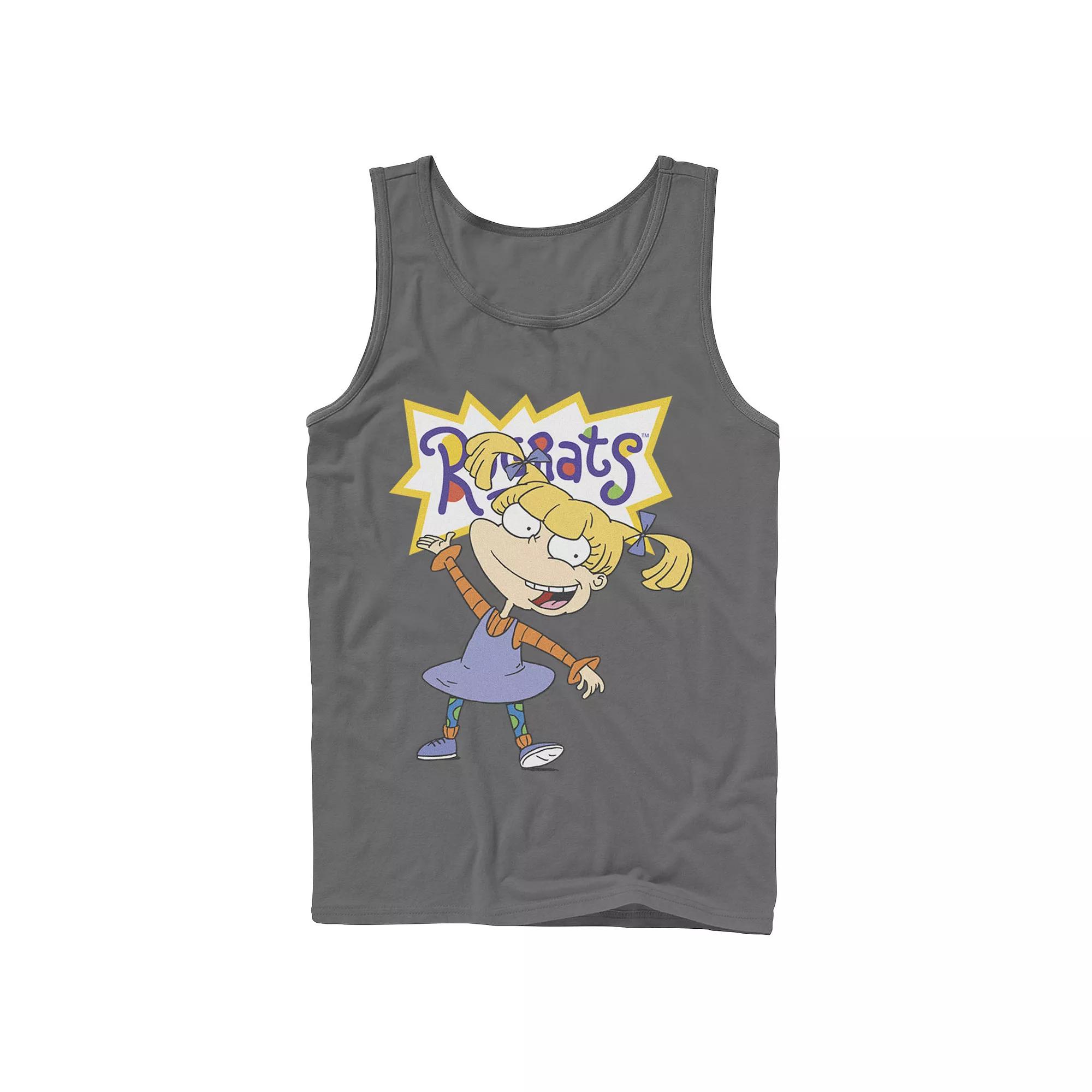 Mens Nickelodeon Rugrats Angelica Simple Portrait Graphic Tank Top Grey Product Image